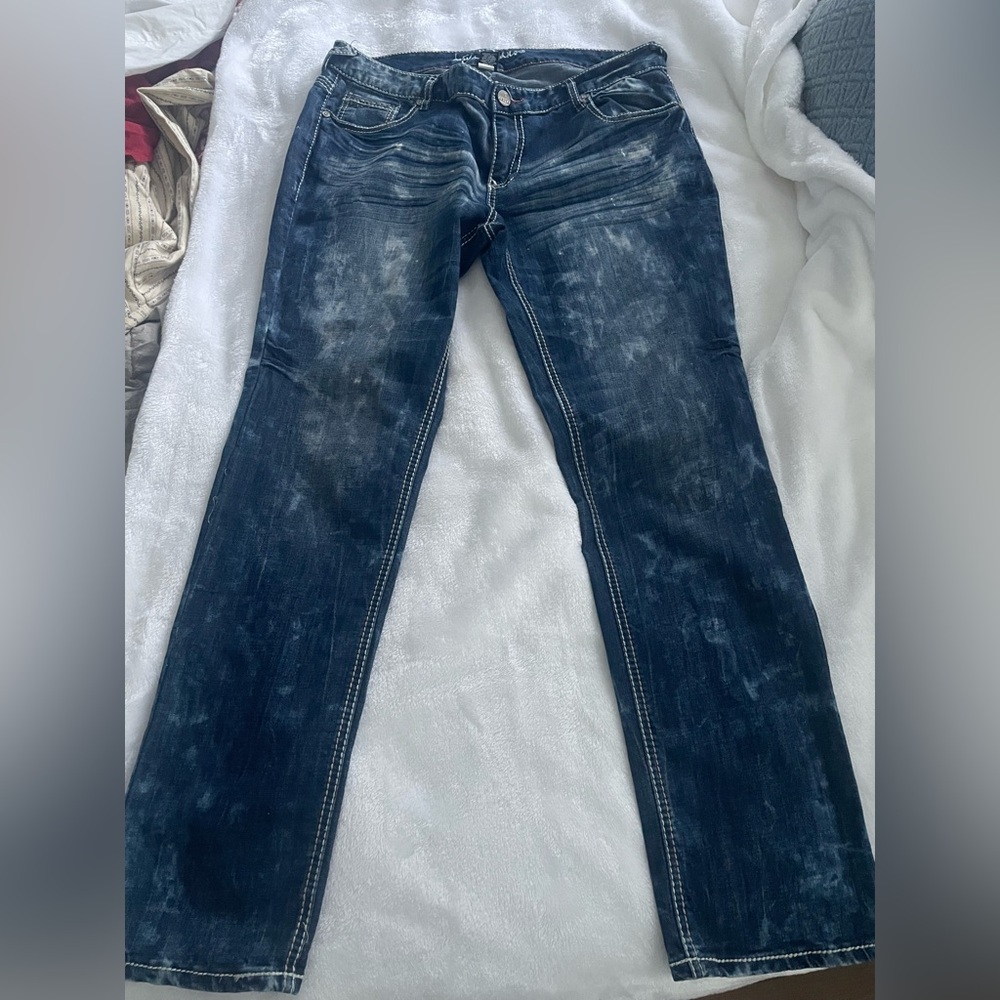 Ariya jeans sz 15 embroidered pockets straight leg inseam 31” waist 36” western